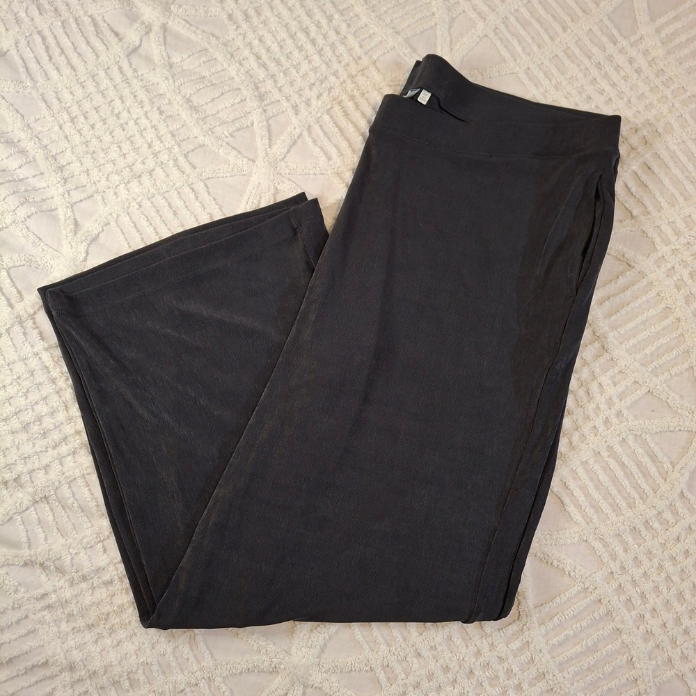 Chicos Travelers Size 4R Wide Leg Pocket Pant Lavastone Gray Black XXL NWT